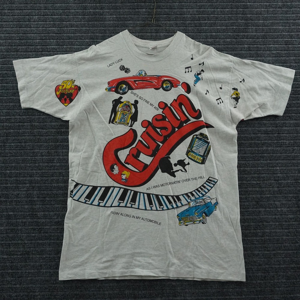 Beach Boys Cruisin USA T-Shirt Mens XXL Grey 1996 Vintage 50s Rock n Roll